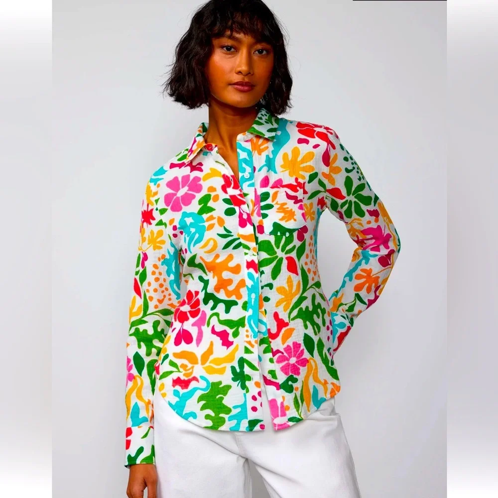 Vibrant Floral LS button down - Picture 1 of 4